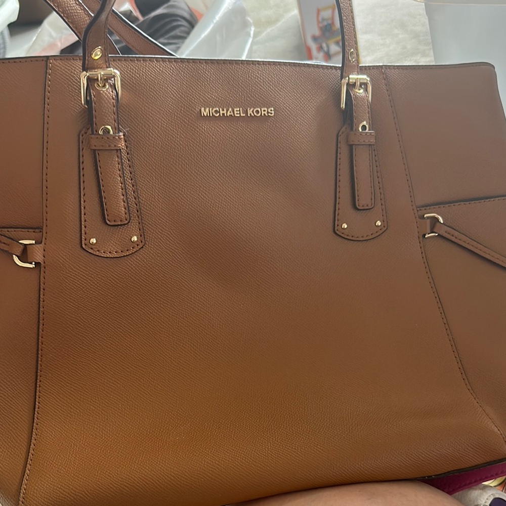 Michael Kors Brown Leather Totes with Gold Hardware